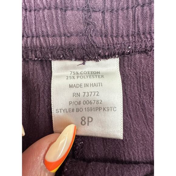 Jenny Newman Womens Pants Size 8 Petite Purple Plum Elastic Waist - Picture 5 of 11